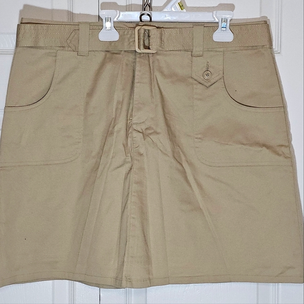 White Stag Womens Khaki Skort Skirt 14 Tan Chino Summer Office Sporty Preppy‎